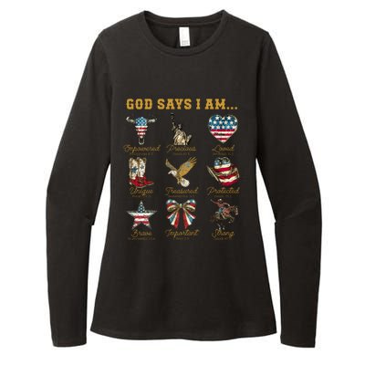 Western God Says I Am 4th Of July Distressed Womens CVC Long Sleeve Shirt