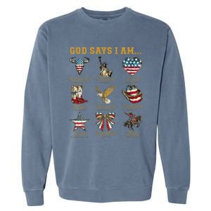 Western God Says I Am 4th Of July Distressed Garment-Dyed Sweatshirt