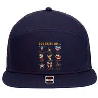 Western God Says I Am 4th Of July Distressed 7 Panel Mesh Trucker Snapback Hat