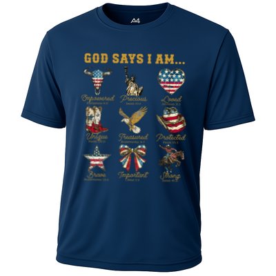Western God Says I Am 4th Of July Distressed Performance Shirt