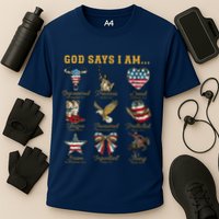 Western God Says I Am 4th Of July Distressed Cooling Performance Crew T-Shirt