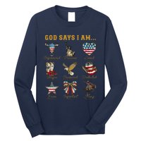 Western God Says I Am 4th Of July Distressed Long Sleeve Shirt