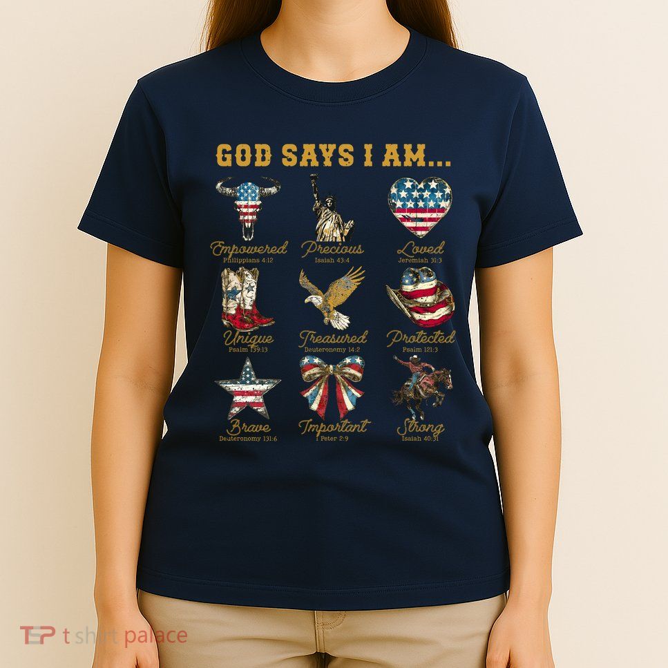 Western God Says I Am 4th Of July Distressed T-Shirt