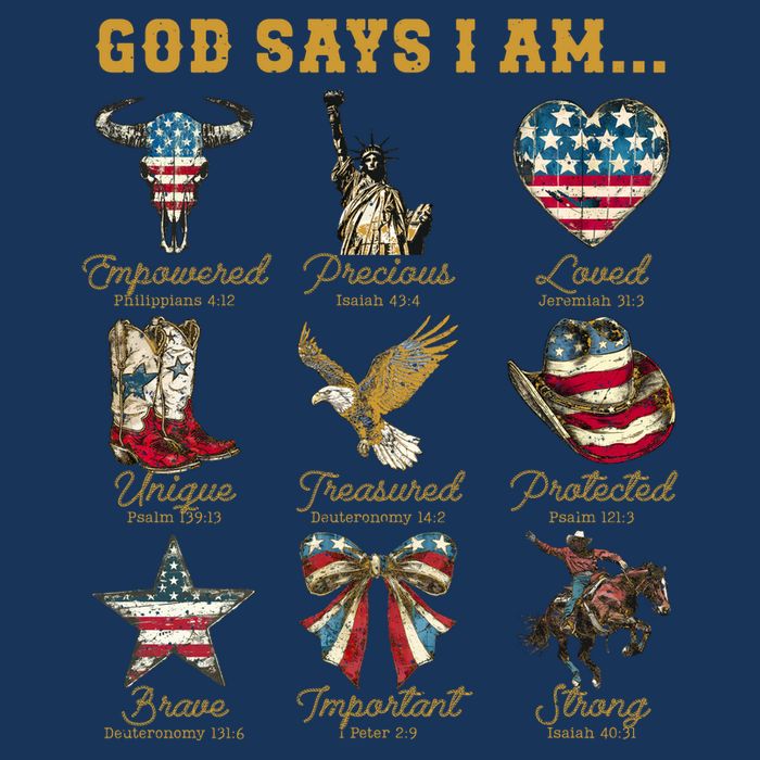 Western God Says I Am 4th Of July Distressed Sustainable Bucket Hat