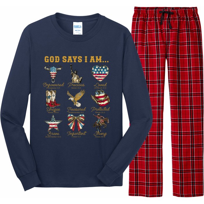 Western God Says I Am 4th Of July Distressed Long Sleeve Pajama Set