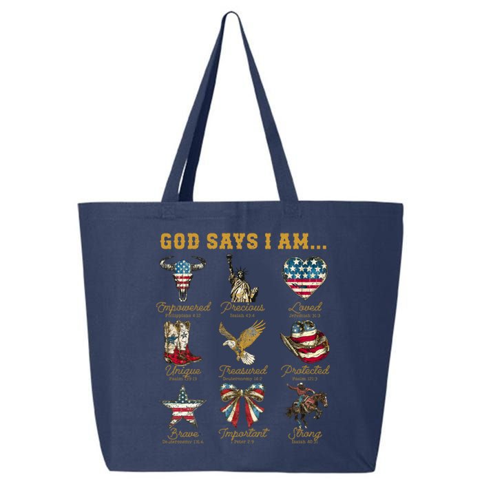 Western God Says I Am 4th Of July Distressed 25L Jumbo Tote