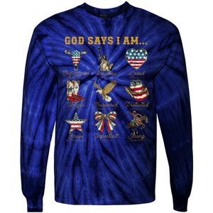 Western God Says I Am 4th Of July Distressed Tie-Dye Long Sleeve Shirt