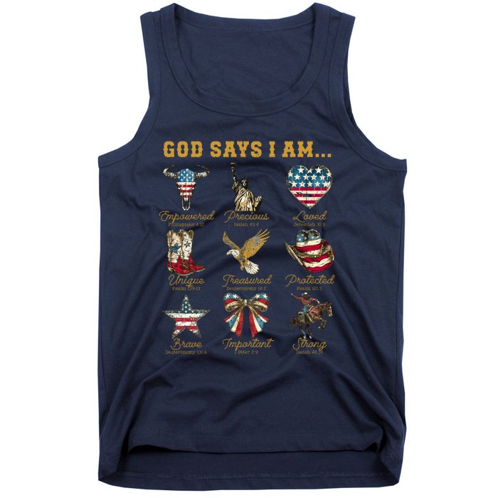 Western God Says I Am 4th Of July Distressed Tank Top