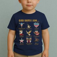 Western God Says I Am 4th Of July Distressed Toddler T-Shirt
