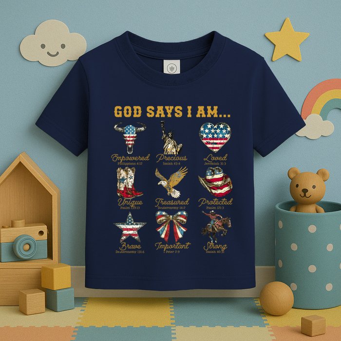 Western God Says I Am 4th Of July Distressed Toddler T-Shirt