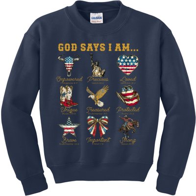 Western God Says I Am 4th Of July Distressed Kids Sweatshirt