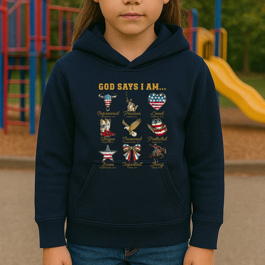 Western God Says I Am 4th Of July Distressed Kids Hoodie