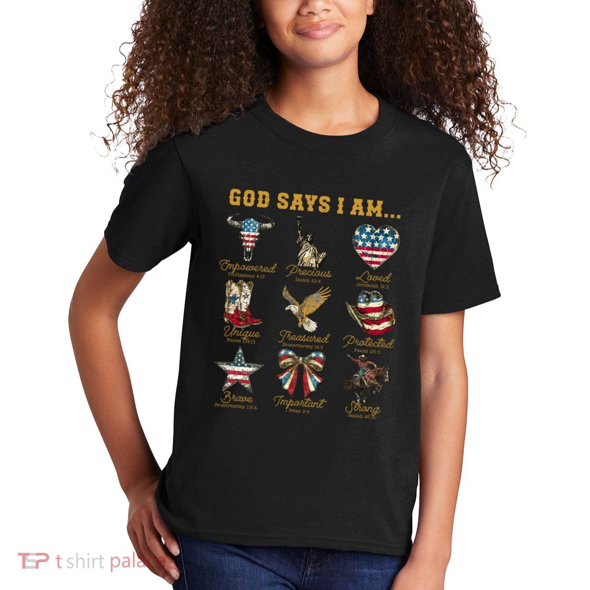 Western God Says I Am 4th Of July Distressed Kids T-Shirt