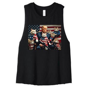 We’Re Gonna Save The Cats Funny Trump Vote 2024 America Women's Racerback Cropped Tank