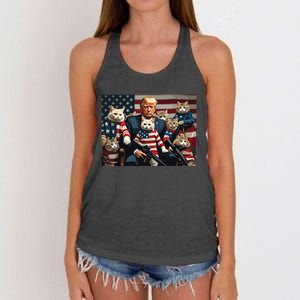 We’Re Gonna Save The Cats Funny Trump Vote 2024 America Women's Knotted Racerback Tank