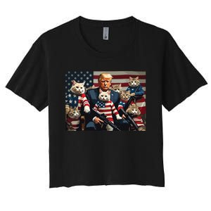 We’Re Gonna Save The Cats Funny Trump Vote 2024 America Women's Crop Top Tee