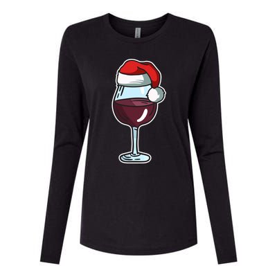 Wine Glass Santa Hat Ing Cool Christmas Funny Gift Womens Cotton Relaxed Long Sleeve T-Shirt