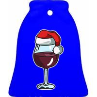 Wine Glass Santa Hat Ing Cool Christmas Funny Gift Ceramic Bell Ornament