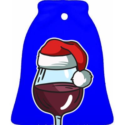 Wine Glass Santa Hat Ing Cool Christmas Funny Gift Ceramic Bell Ornament