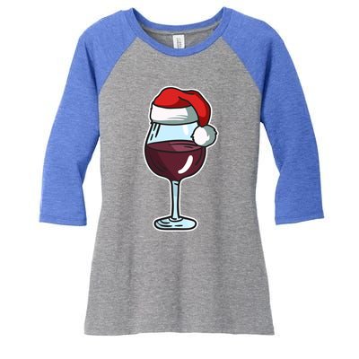 Wine Glass Santa Hat Ing Cool Christmas Funny Gift Women's Tri-Blend 3/4-Sleeve Raglan Shirt