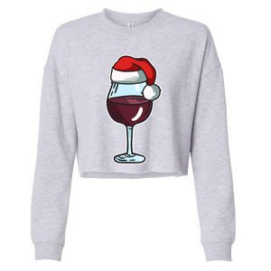 Wine Glass Santa Hat Ing Cool Christmas Funny Gift Cropped Pullover Crew