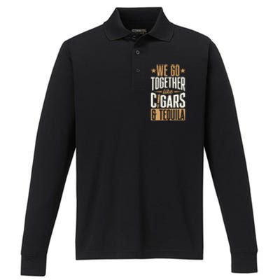 We Go Together Like Cigars Performance Long Sleeve Polo