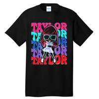 Women Girl Taylor First Name Personalized Groovy Birthday Tall T-Shirt