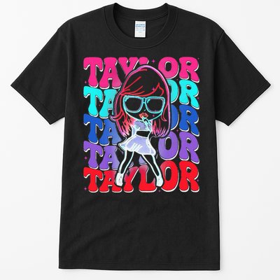 Women Girl Taylor First Name Personalized Groovy Birthday Tall T-Shirt