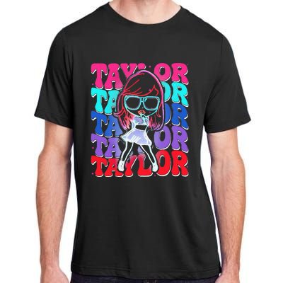 Women Girl Taylor First Name Personalized Groovy Birthday Adult ChromaSoft Performance T-Shirt