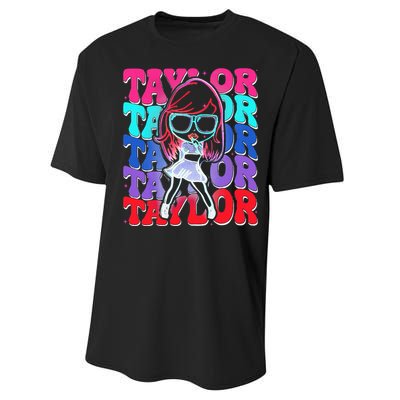 Women Girl Taylor First Name Personalized Groovy Birthday Performance Sprint T-Shirt