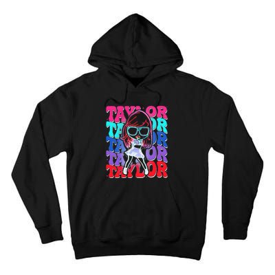 Women Girl Taylor First Name Personalized Groovy Birthday Tall Hoodie