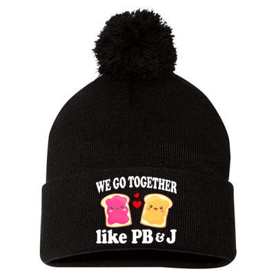 We Go Together Like PB & J - Peanut Butter and Jelly Pom Pom 12in Knit Beanie