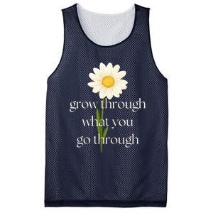 Wo Grow Through What You Go Through Daisy Inspirational Quote V-Neck Mesh Reversible Basketball Jersey Tank