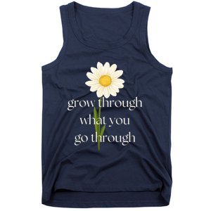 Wo Grow Through What You Go Through Daisy Inspirational Quote V-Neck Tank Top