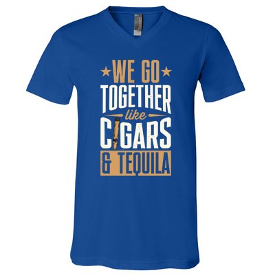 We Go Together Like Cigars And Tequila Matching Couple Gift V-Neck T-Shirt