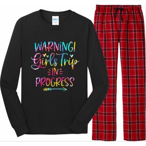 Warning girl Trip In Progress girl Trip Vacation Tie Dye Long Sleeve Pajama Set