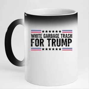 White Garbage Trash For Trump Vote Trump For President 2024 11oz Black Color Changing Mug