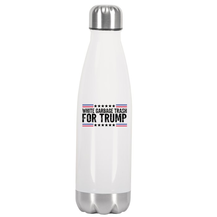 White Garbage Trash For Trump Vote Trump For President 2024 Stainless Steel Insulated Water Bottle