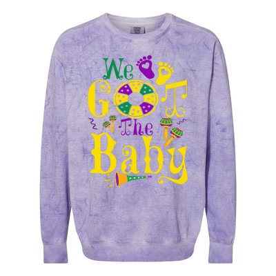 We Got The Baby Funny Pregnancy Announcement Mardi Gras Colorblast Crewneck Sweatshirt