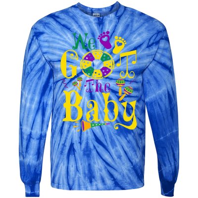 We Got The Baby Funny Pregnancy Announcement Mardi Gras Tie-Dye Long Sleeve Shirt