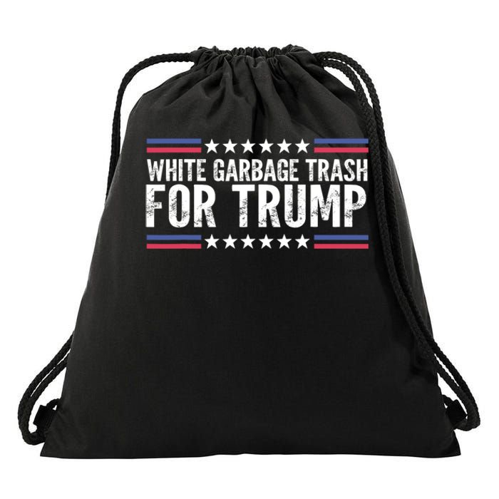 White Garbage Trash For Trump Vote Trump For President 2024 Drawstring Bag