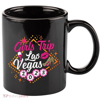 Wo Girl Trip Vegas 2025 Girl Weekend Friends Matching 11oz C Handle Ceramic Mug