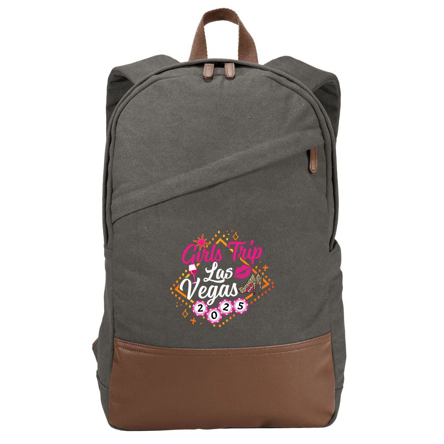 Wo Girl Trip Vegas 2025 Girl Weekend Friends Matching Cotton Canvas Backpack