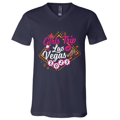 Wo Girl Trip Vegas 2025 Girl Weekend Friends Matching V-Neck T-Shirt
