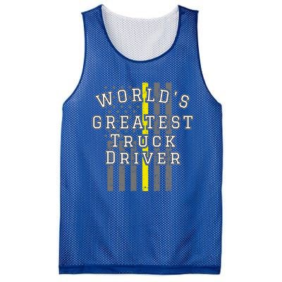 Worlds Greatest Truck Driver Thin Yellow Line Us Flag Gift Mesh Reversible Basketball Jersey Tank