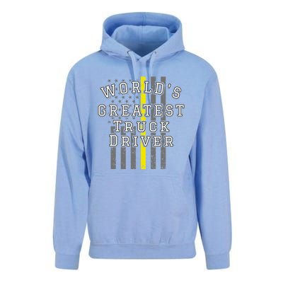 Worlds Greatest Truck Driver Thin Yellow Line Us Flag Gift Unisex Surf Hoodie