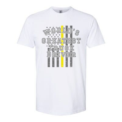 Worlds Greatest Truck Driver Thin Yellow Line Us Flag Gift Softstyle CVC T-Shirt