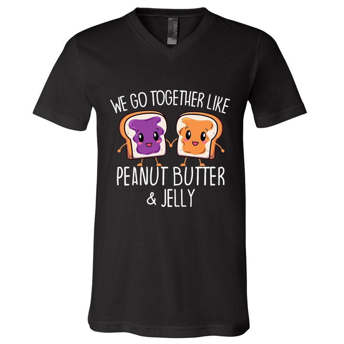 We Go Together Like Peanut Butter & Jelly Couple V-Neck T-Shirt