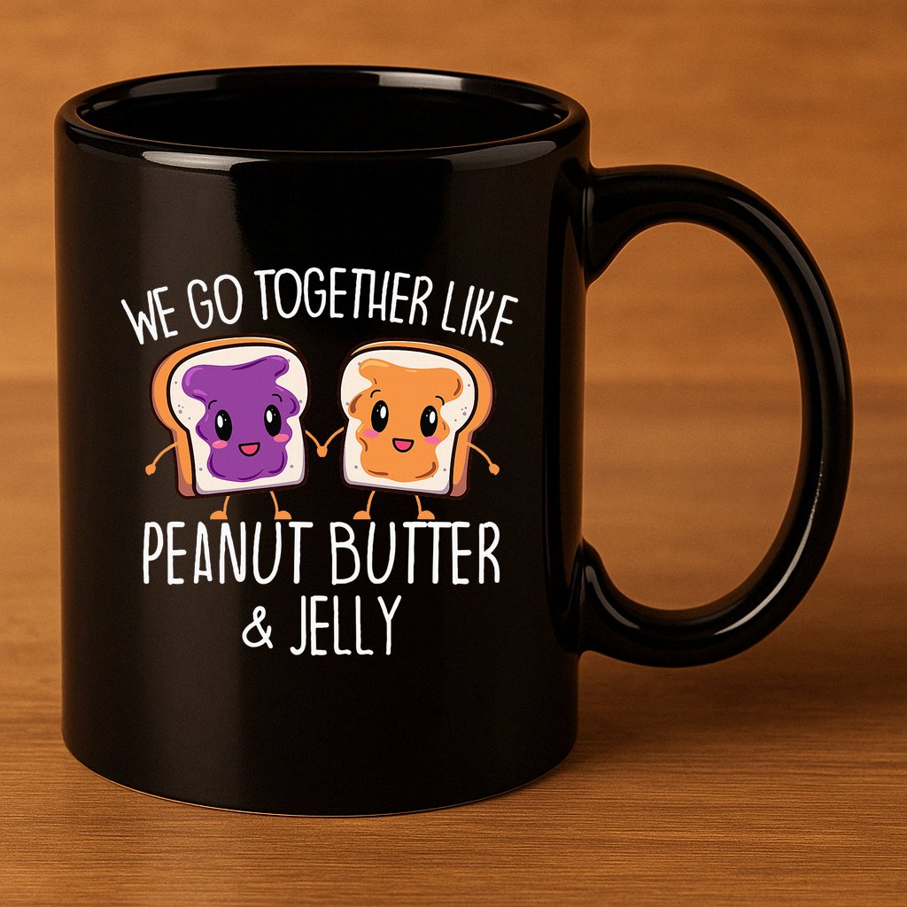 We Go Together Like Peanut Butter & Jelly Couple 11oz C Handle Ceramic Mug