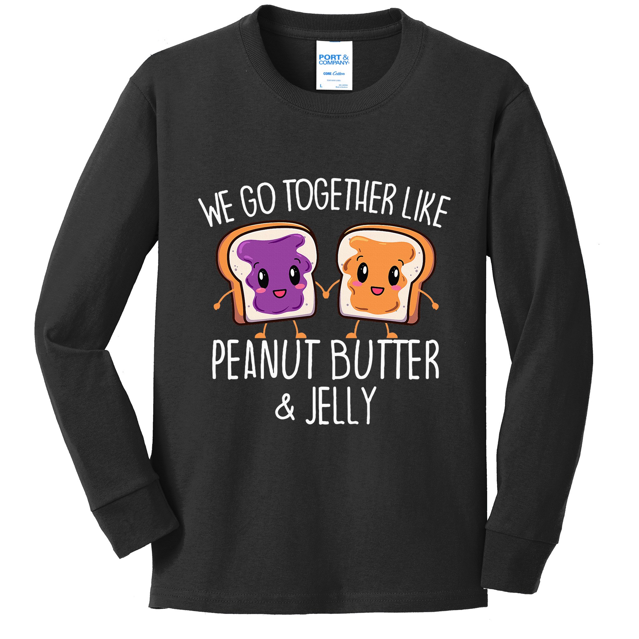 We Go Together Like Peanut Butter & Jelly Couple Kids Long Sleeve Shirt